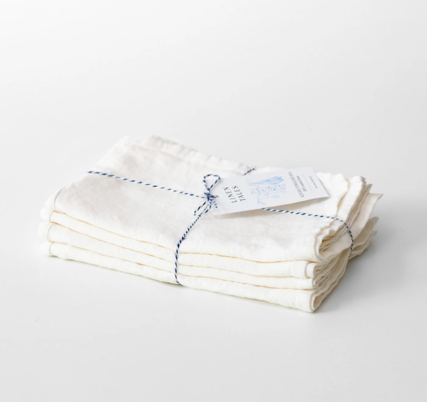 Torchon en lin brodée Blanc - Atelier deux points