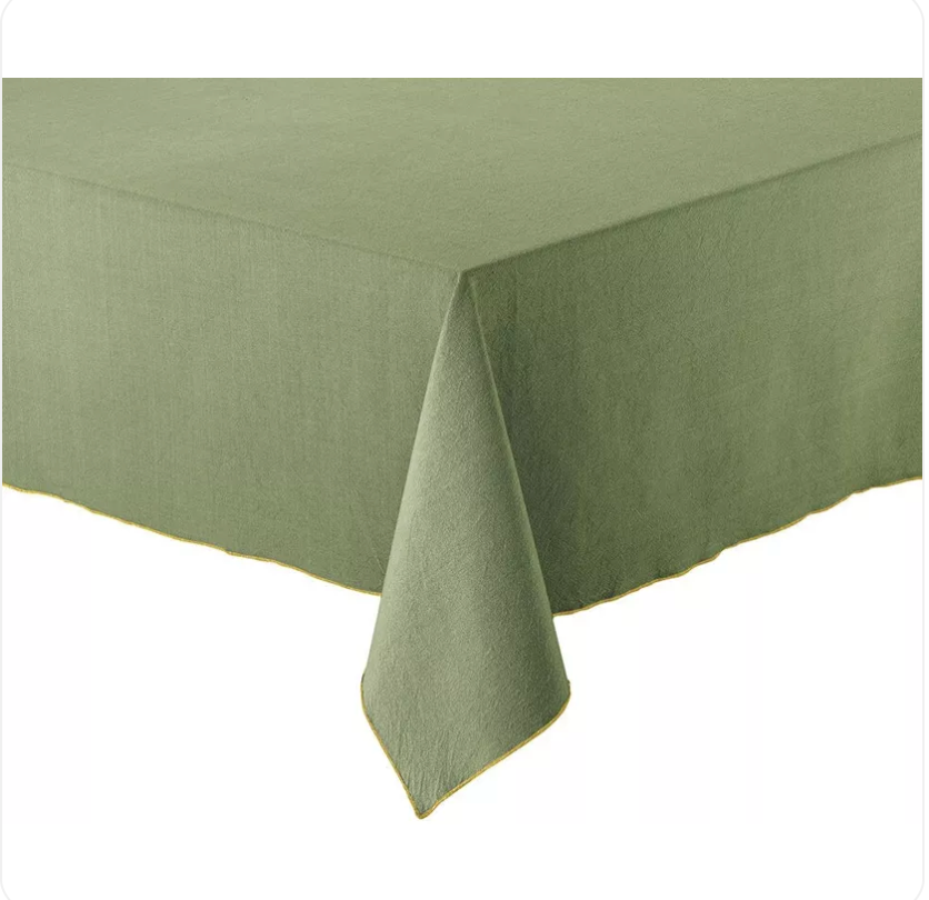 Nappe en coton recyclé matcha brodée et personnalisée - Atelier deux points