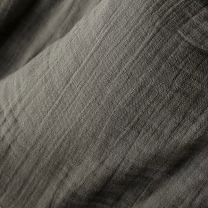 Nappe double gaze de coton unie brodée granit - Atelier deux points