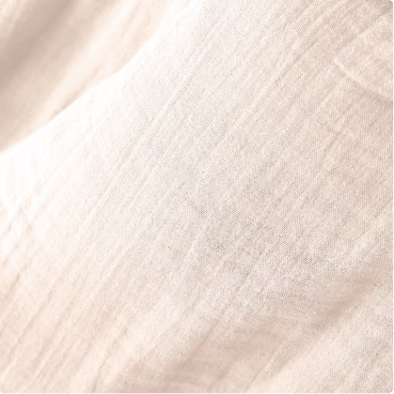 Nappe double gaze de coton unie brodée Guimauve - Atelier deux points