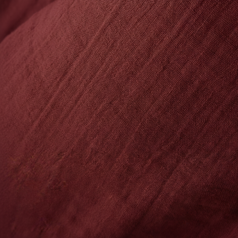 Nappe double gaze de coton unie brodée lie de vin - Atelier deux points