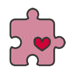 Tote bag brodé motif Puzzle coeur rose - Atelier deux points