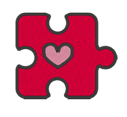 Tote bag brodé motif Puzzle coeur rouge - Atelier deux points