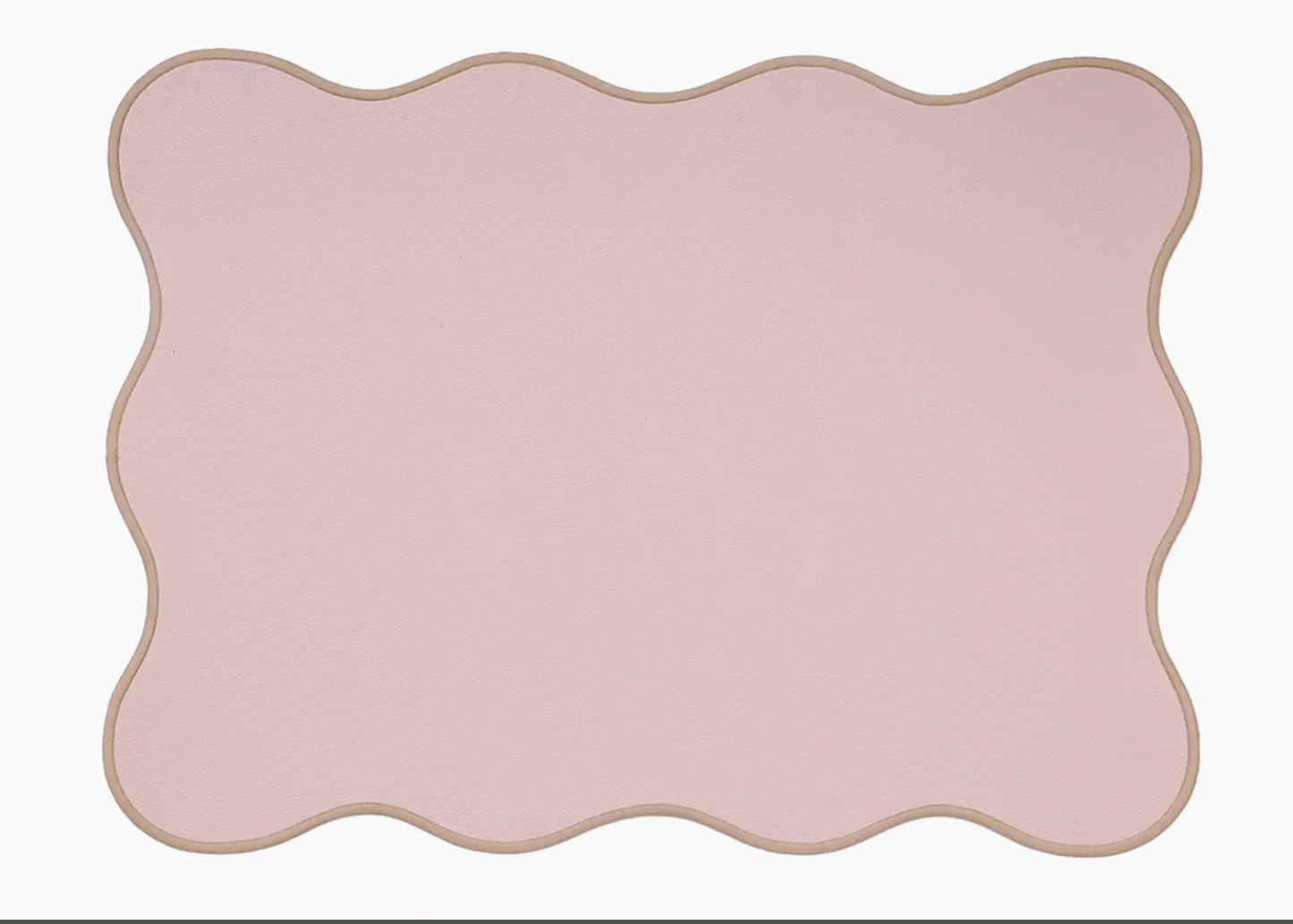 Set de table en PVC brodé uni rose et beige - Atelier deux points