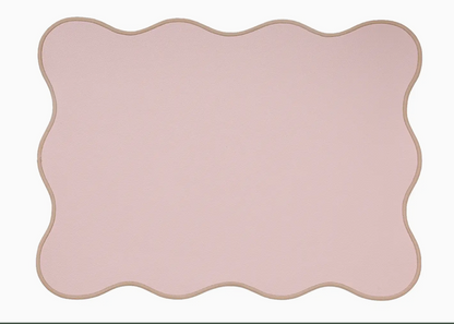 Set de table en PVC brodé uni rose et beige - Atelier deux points