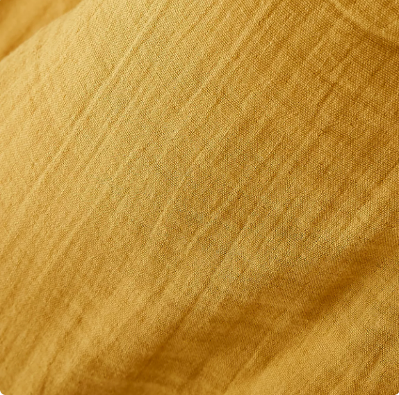 Nappe double gaze de coton unie brodée safran - Atelier deux points