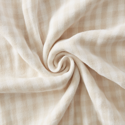 Serviette double gaze de coton vichy brodée pampa - Atelier deux points