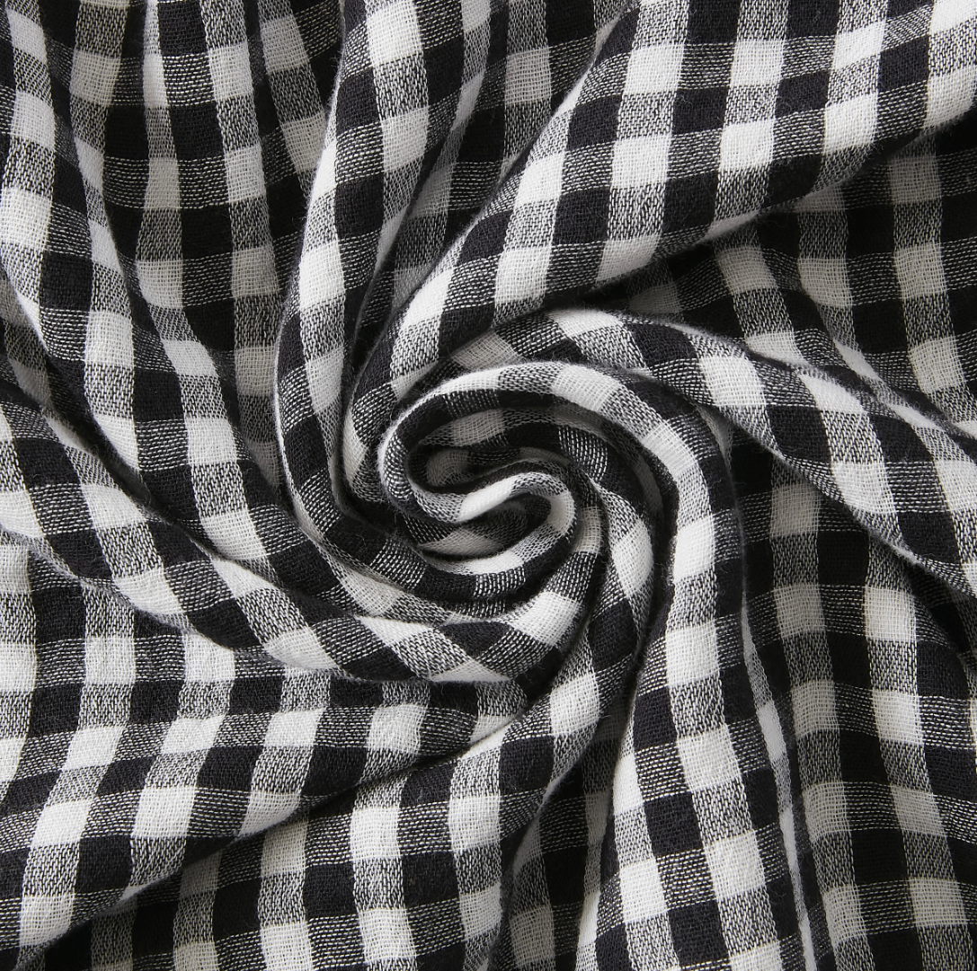 Serviette double gaze de coton vichy brodée truffe - Atelier deux points