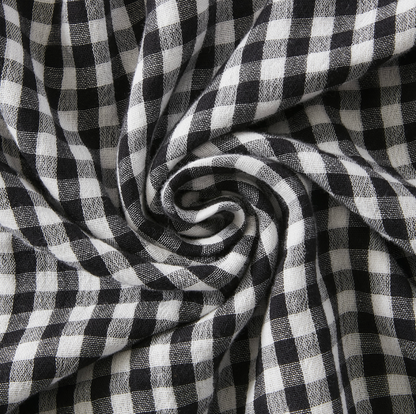 Serviette double gaze de coton vichy brodée truffe - Atelier deux points