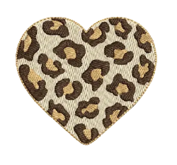 Tote bag brodé motif  coeur léopard - Atelier deux points