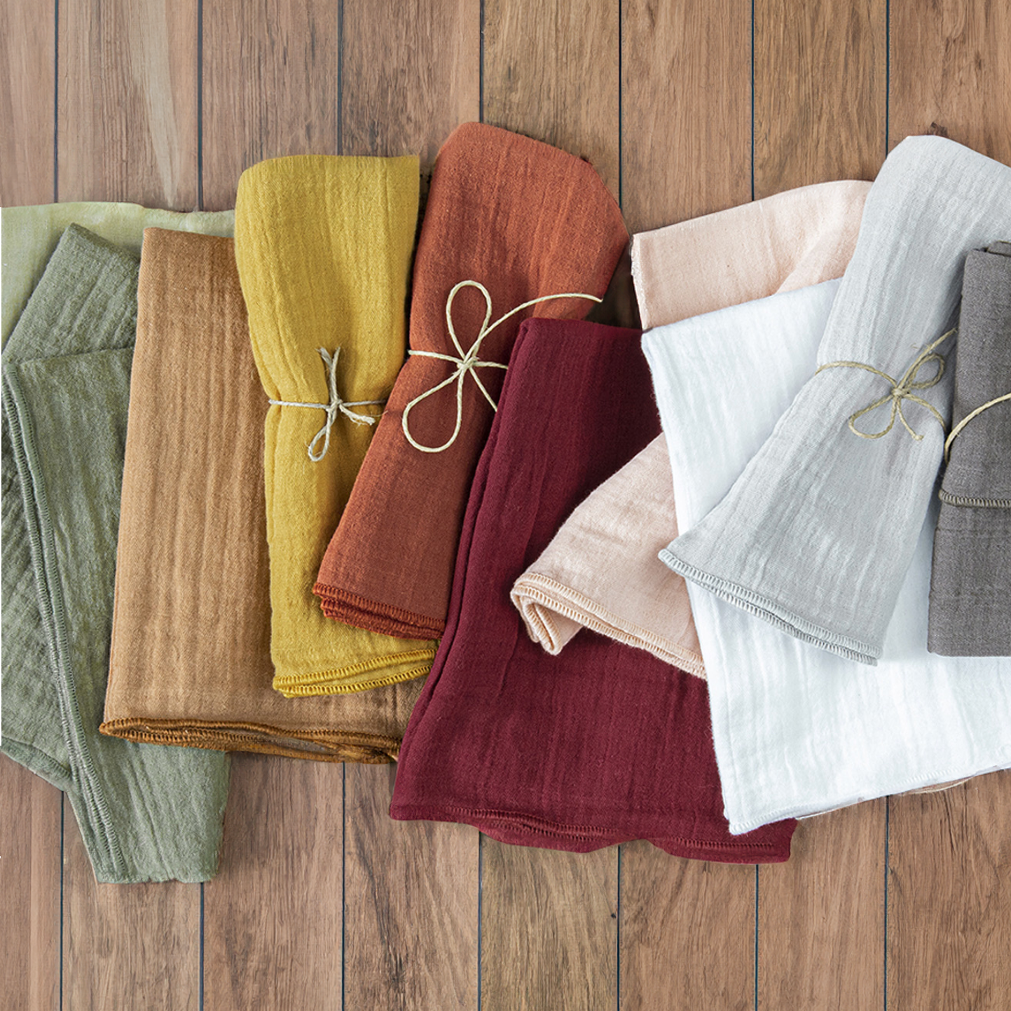 Serviette en double gaze de coton unie