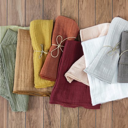 Serviette en double gaze de coton unie