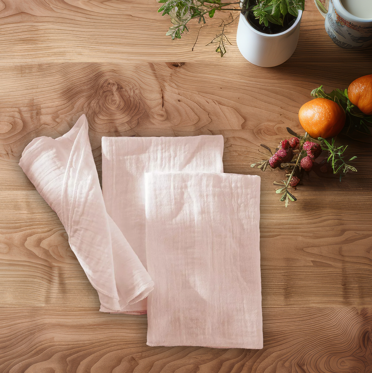 Serviette en double gaze de coton unie