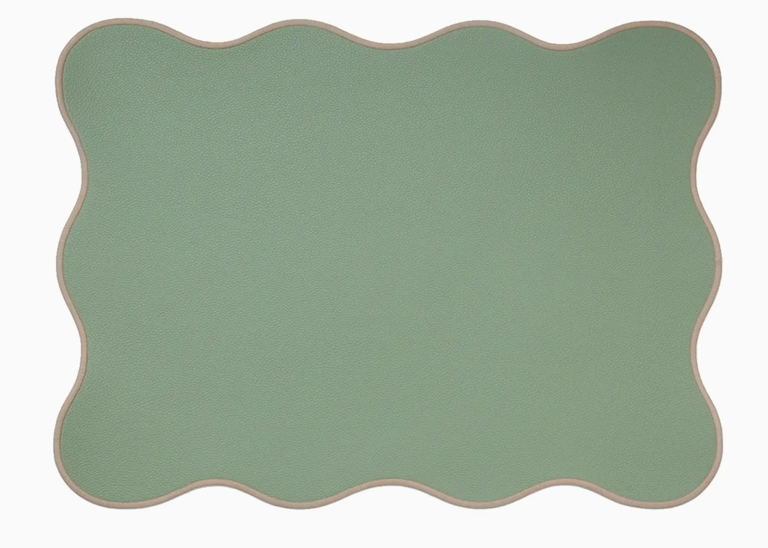 Set de table en PVC brodé uni vert et beige - Atelier deux points